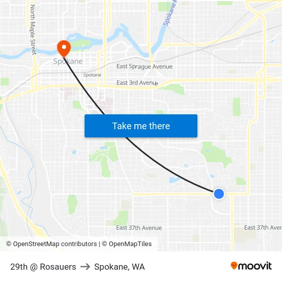 29th @ Rosauers to Spokane, WA map