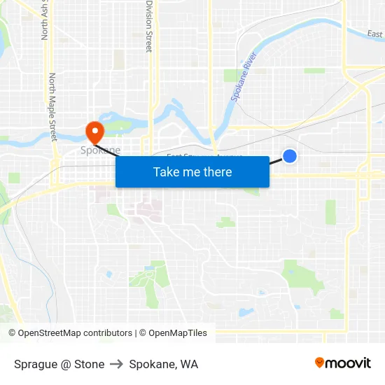 Sprague @ Stone to Spokane, WA map