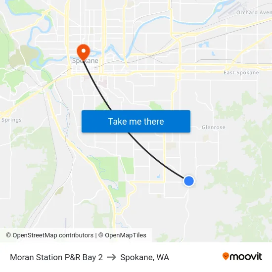 Moran Station P&R Bay 2 to Spokane, WA map