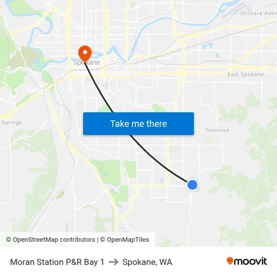 Moran Station P&R Bay 1 to Spokane, WA map