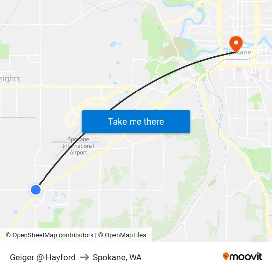 Geiger @ Hayford to Spokane, WA map