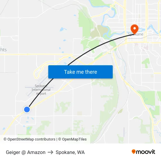 Geiger @ Amazon to Spokane, WA map