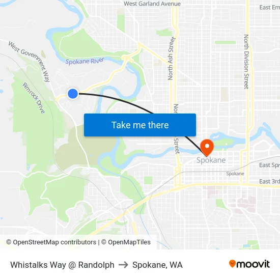 Whistalks Way @ Randolph to Spokane, WA map