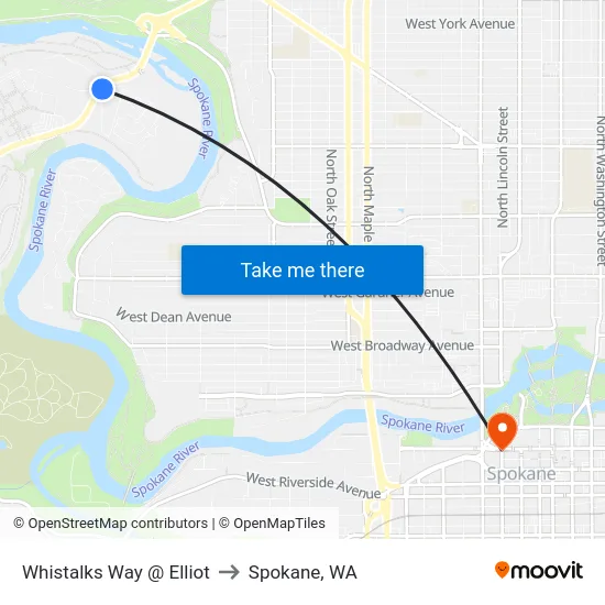 Whistalks Way @ Elliot to Spokane, WA map
