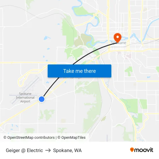 Geiger @ Electric to Spokane, WA map