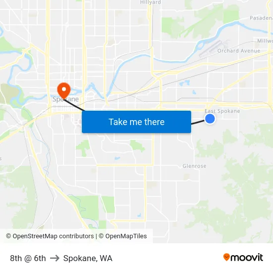 8th @ 6th to Spokane, WA map