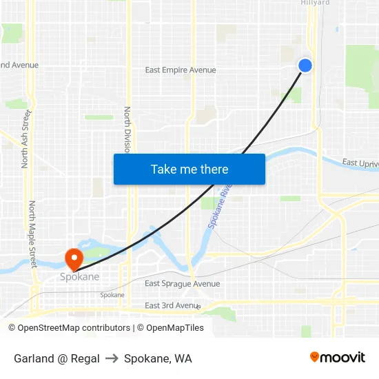 Garland @ Regal to Spokane, WA map