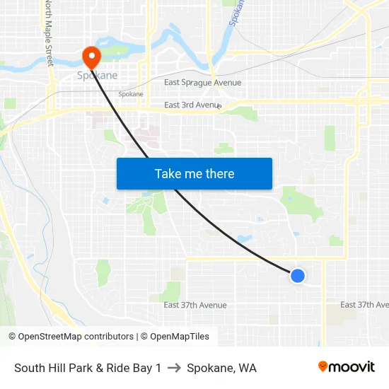 South Hill Park & Ride Bay 1 to Spokane, WA map