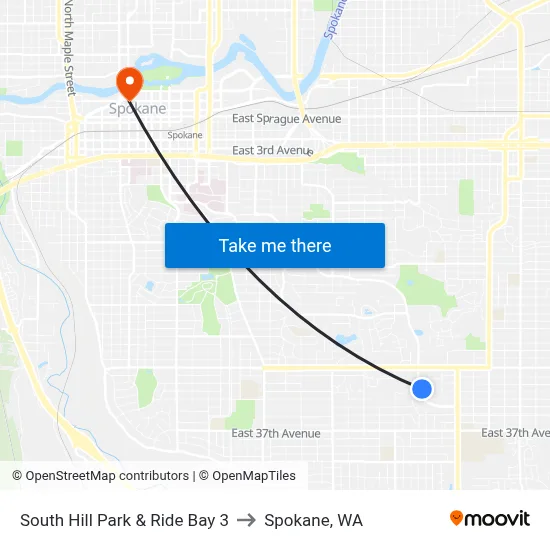 South Hill Park & Ride Bay 3 to Spokane, WA map