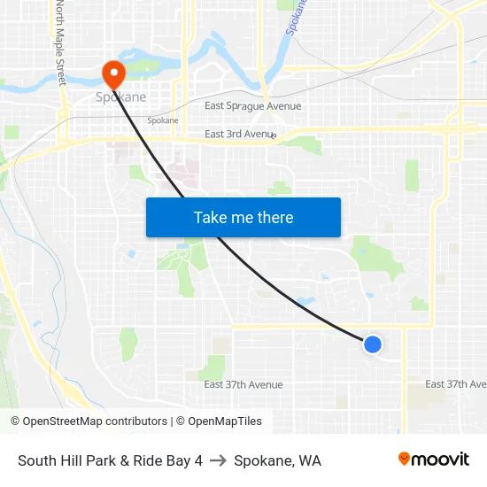 South Hill Park & Ride Bay 4 to Spokane, WA map