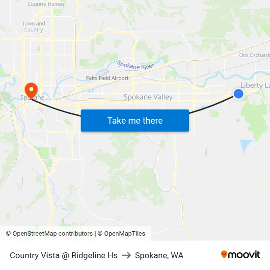 Country Vista @ Ridgeline Hs to Spokane, WA map