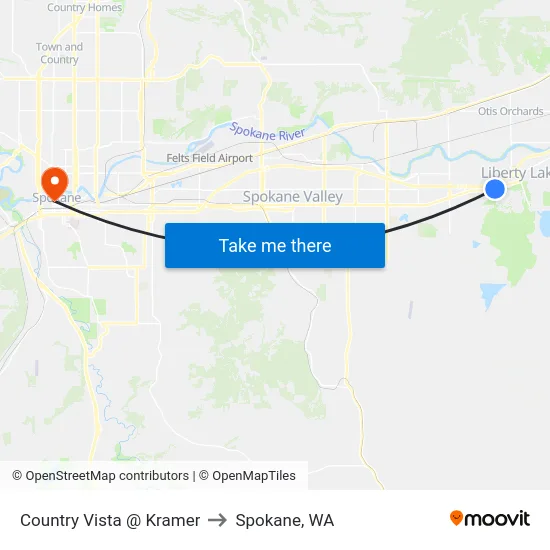 Country Vista @ Kramer to Spokane, WA map