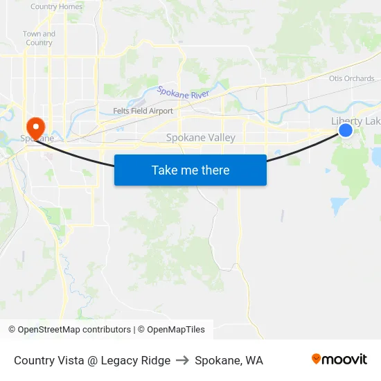 Country Vista @ Legacy Ridge to Spokane, WA map