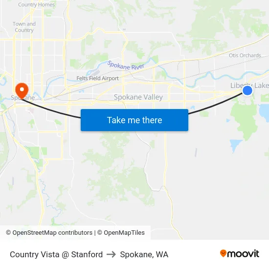 Country Vista @ Stanford to Spokane, WA map
