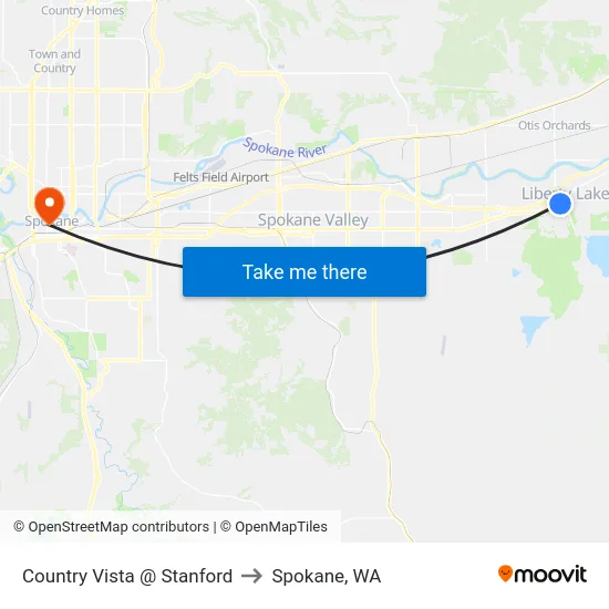Country Vista @ Stanford to Spokane, WA map
