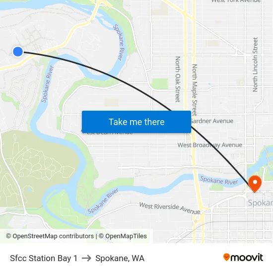 Sfcc Station Bay 1 to Spokane, WA map