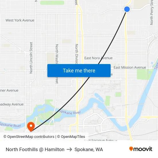 North Foothills @ Hamilton to Spokane, WA map