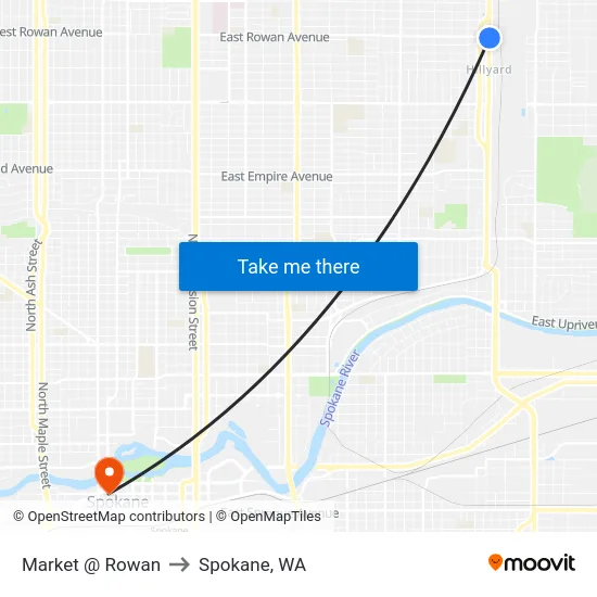 Market @ Rowan to Spokane, WA map