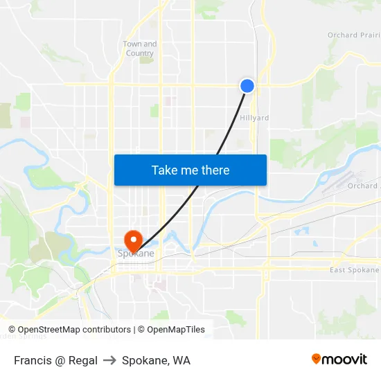 Francis @ Regal to Spokane, WA map