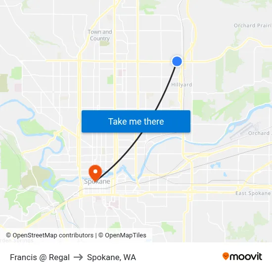 Francis @ Regal to Spokane, WA map