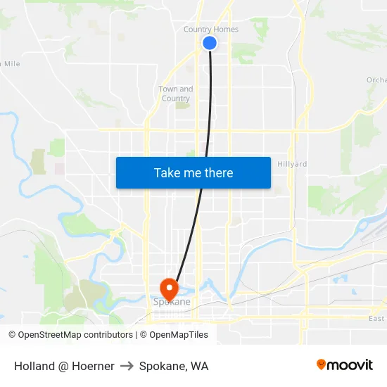 Holland @ Hoerner to Spokane, WA map