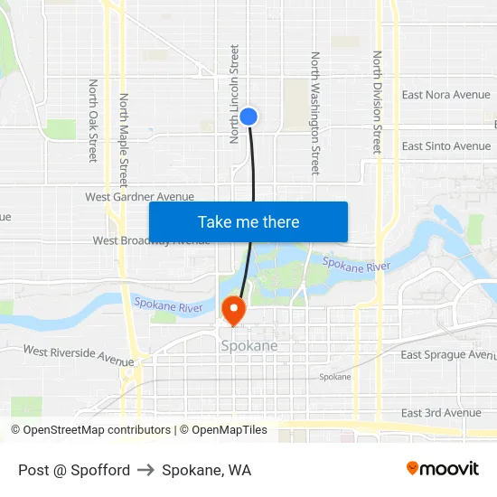 Post @ Spofford to Spokane, WA map