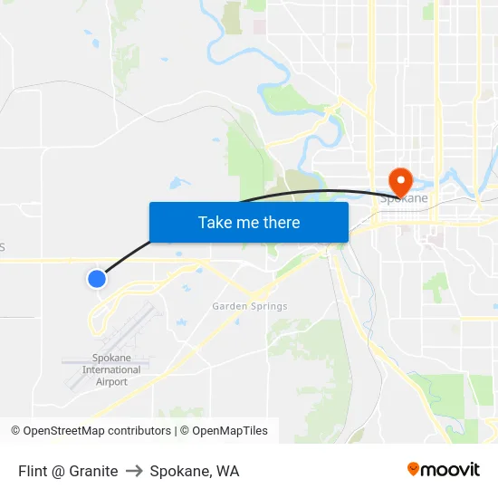 Flint @ Granite to Spokane, WA map