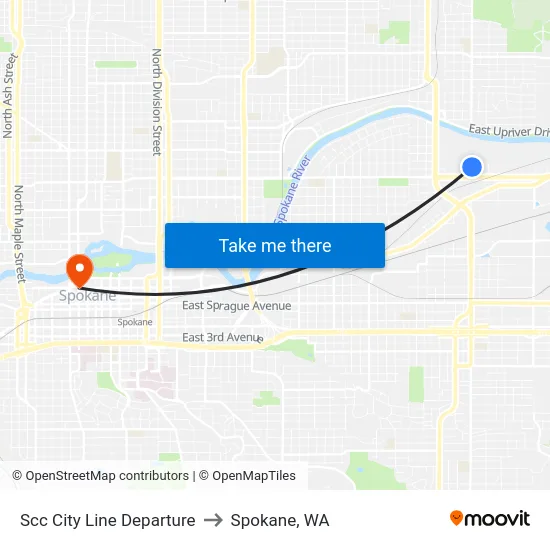 Scc City Line Departure to Spokane, WA map