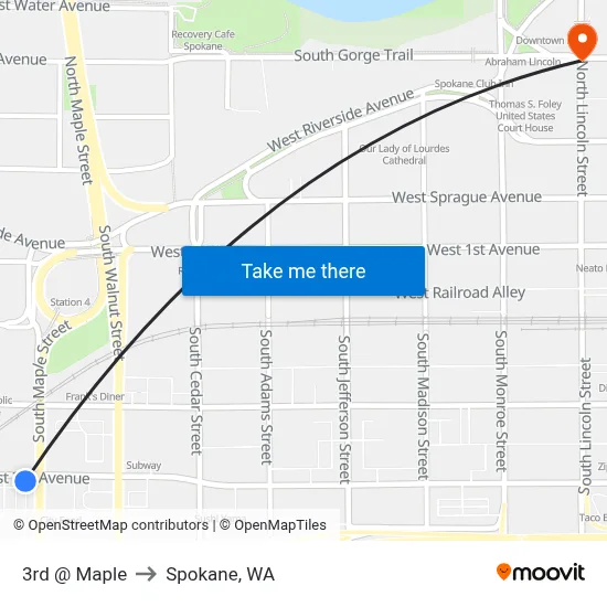 3rd @ Maple to Spokane, WA map