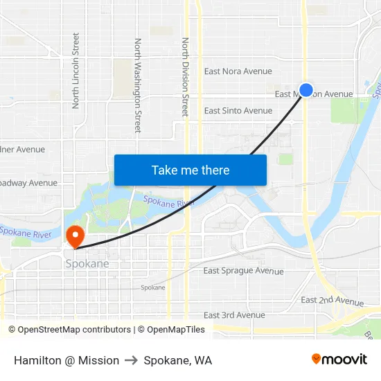 Hamilton @ Mission to Spokane, WA map