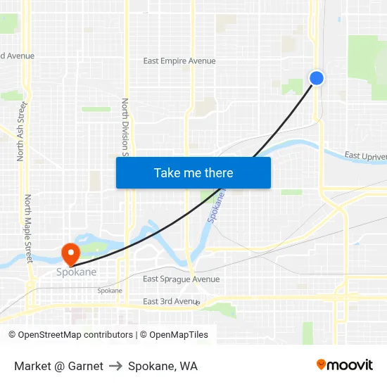Market @ Garnet to Spokane, WA map