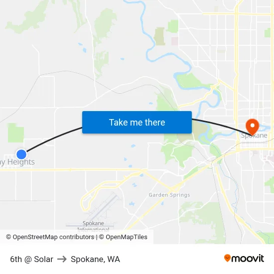 6th @ Solar to Spokane, WA map