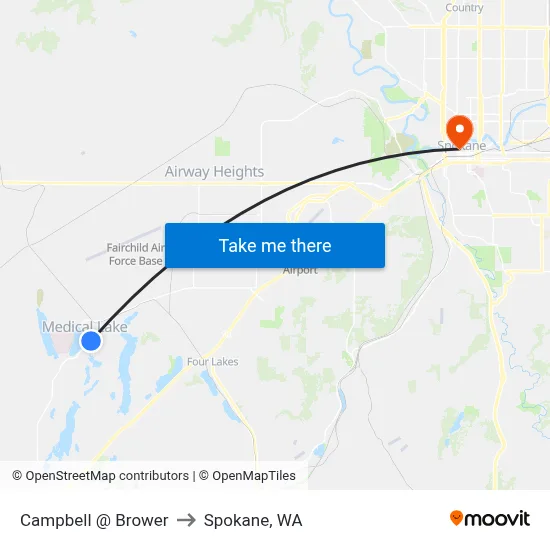 Campbell @ Brower to Spokane, WA map