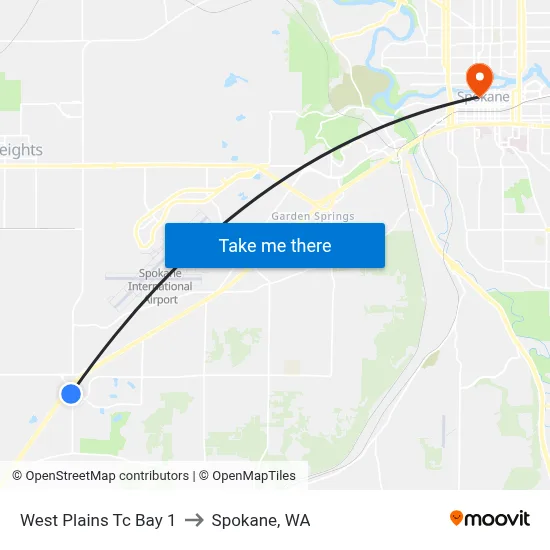 West Plains Tc Bay 1 to Spokane, WA map