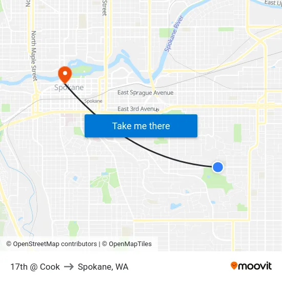 17th @ Cook to Spokane, WA map