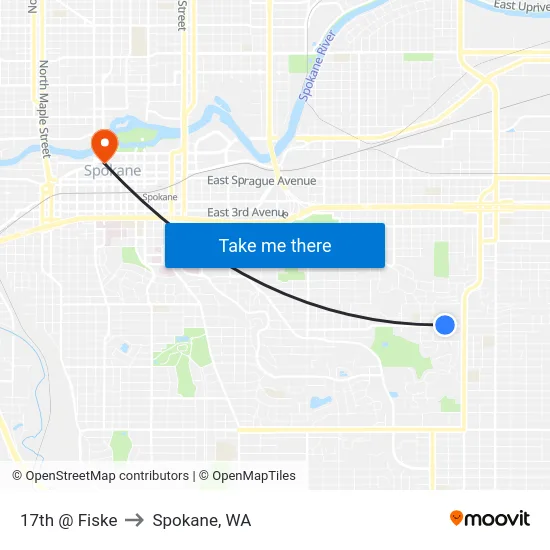 17th @ Fiske to Spokane, WA map