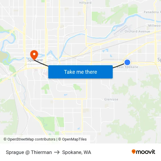 Sprague @ Thierman to Spokane, WA map