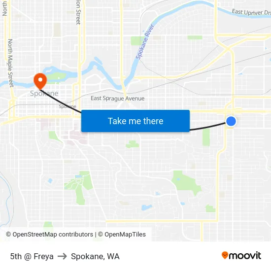 5th @ Freya to Spokane, WA map