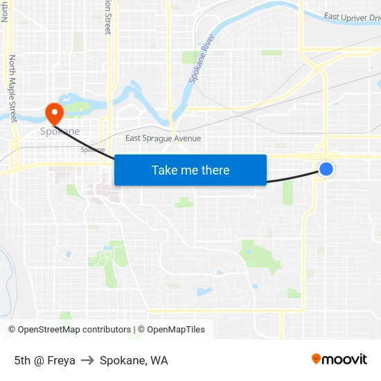 5th @ Freya to Spokane, WA map