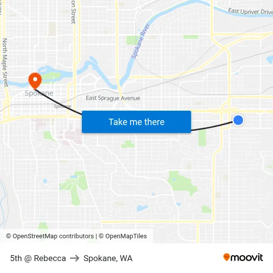 5th @ Rebecca to Spokane, WA map