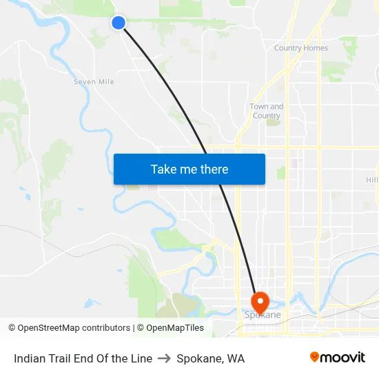 Indian Trail End Of the Line to Spokane, WA map
