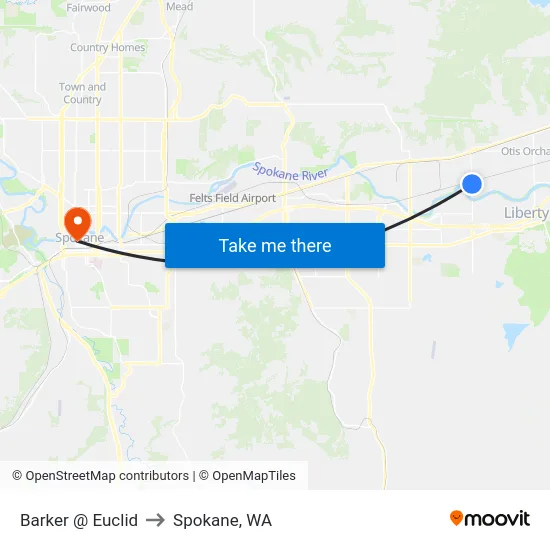 Barker @ Euclid to Spokane, WA map
