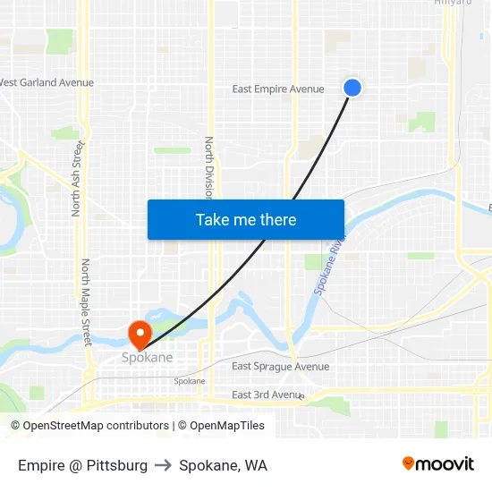 Empire @ Pittsburg to Spokane, WA map