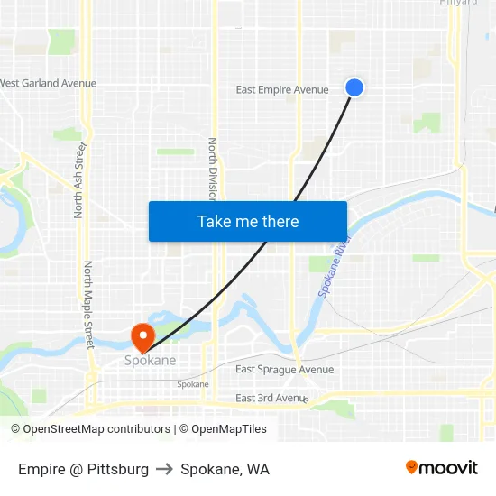 Empire @ Pittsburg to Spokane, WA map