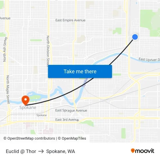 Euclid @ Thor to Spokane, WA map
