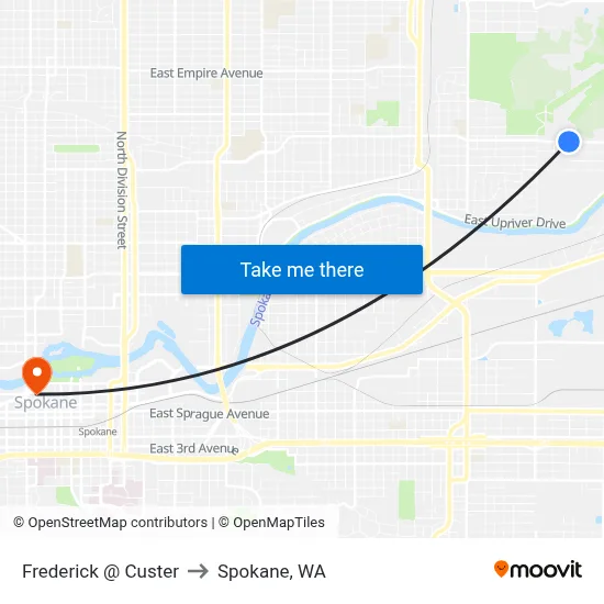 Frederick @ Custer to Spokane, WA map