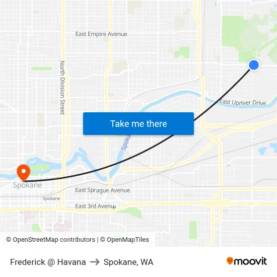 Frederick @ Havana to Spokane, WA map