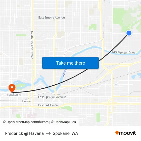 Frederick @ Havana to Spokane, WA map