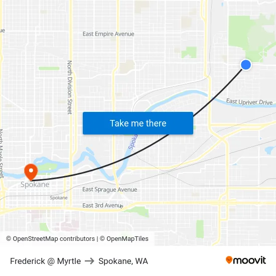 Frederick @ Myrtle to Spokane, WA map