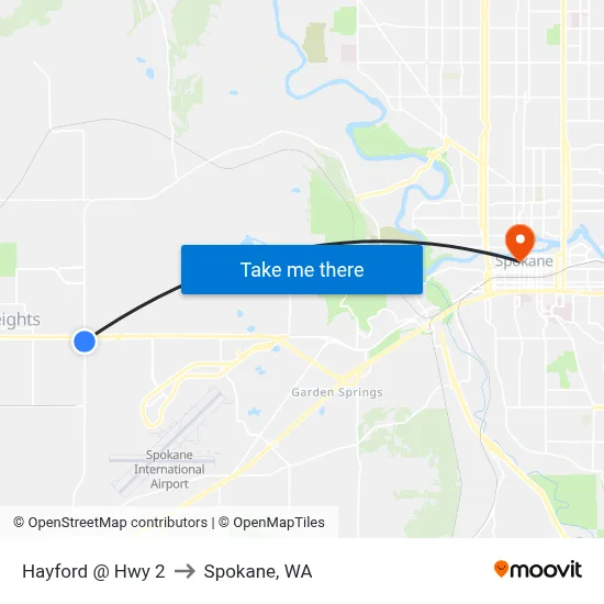 Hayford @ Hwy 2 to Spokane, WA map